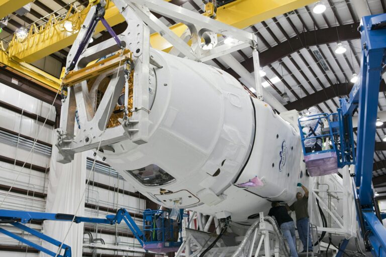 Process of assembly of modern spacecraft at factory